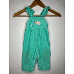 Vintage Health-Tex Baby Girl Overalls 18 Month Corduroy Balloon Ruffle Straps
